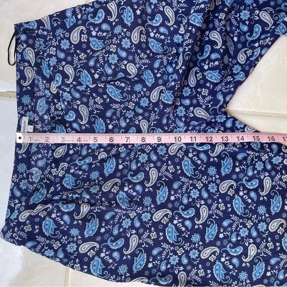 Manoush Paisley Print Silk Pants with Side Zipper and pockets blue size 38 - Picture 6 of 14